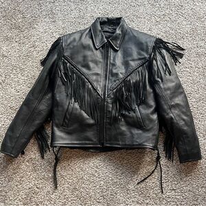 Black Fringe Leather Jacket